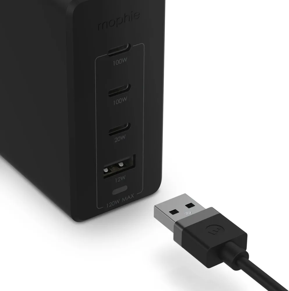 120W 4-port USB-C/USB-A Speedport GaN Wall Charger - Black