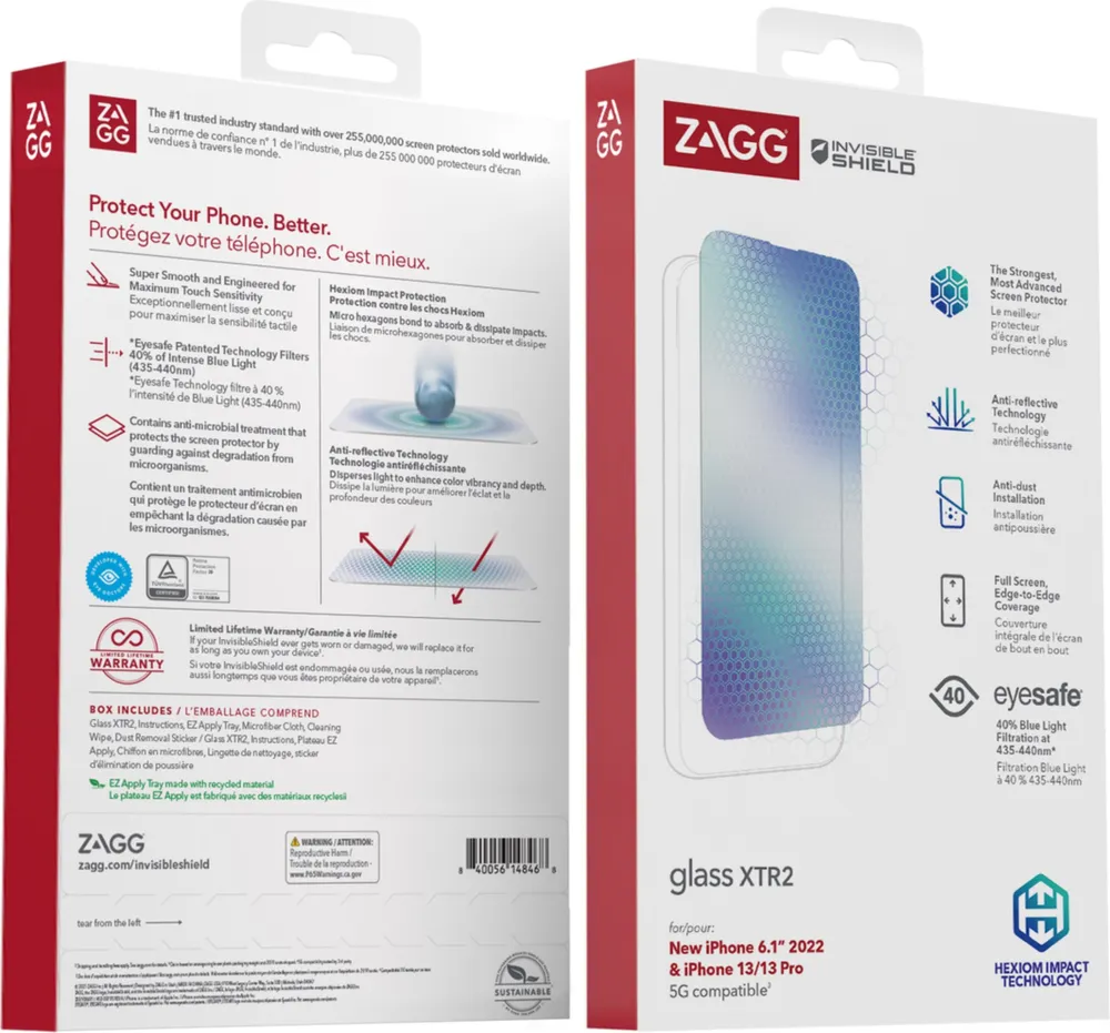 iPhone 14/13/13 Pro ZAGG InvisibleShield Glass XTR2 Screen Protector