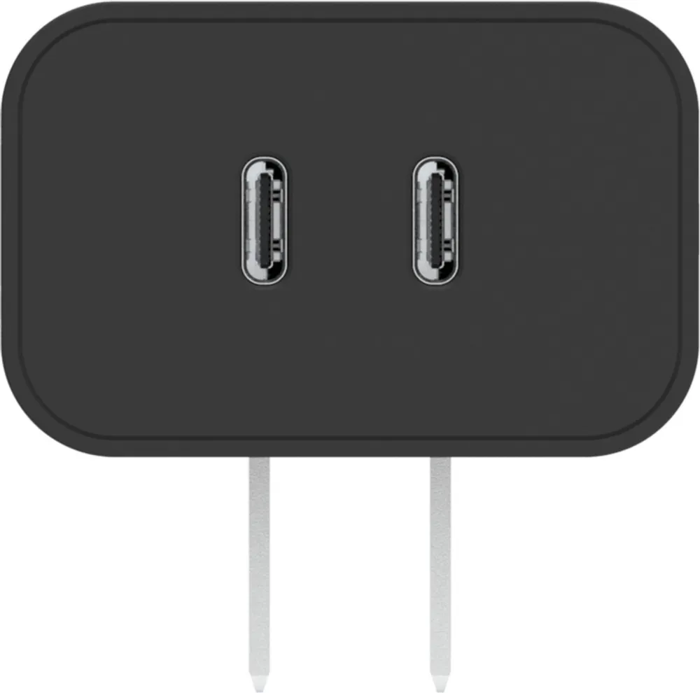 36W Black Dual Port USB-C PD Wall Charger Hub
