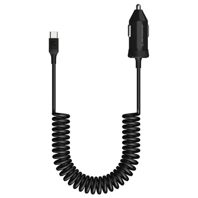 USB-C PD Car Charger with 3’ Coiled cable