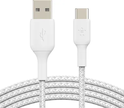 BOOST↑CHARGE™ Braided White USB-C to USB-A Cable 6ft