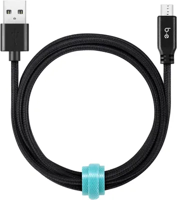 4ft microUSB Braided Charge/Sync Cable - Black | WOW! mobile boutique