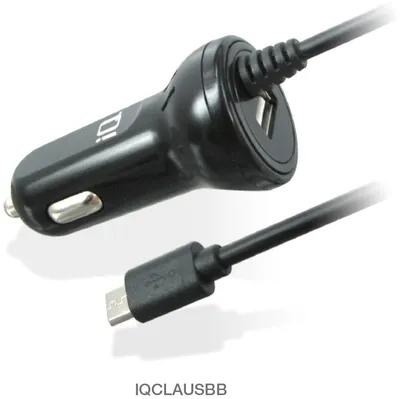 USB 4.8A Car Charger with Built-In Coiled Micro USB Cable