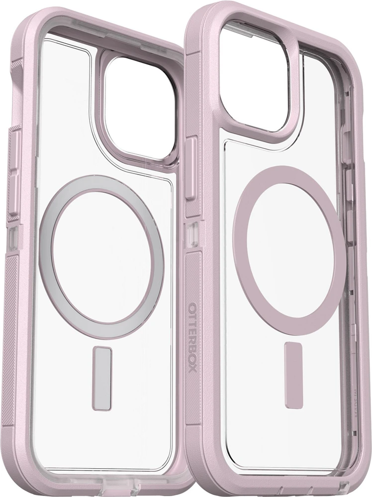 iPhone 15/14/13 Otterbox Defender XT w/ MagSafe Clear Series Case - Clear/Pink (Mountain Frost) | WOW! mobile boutique