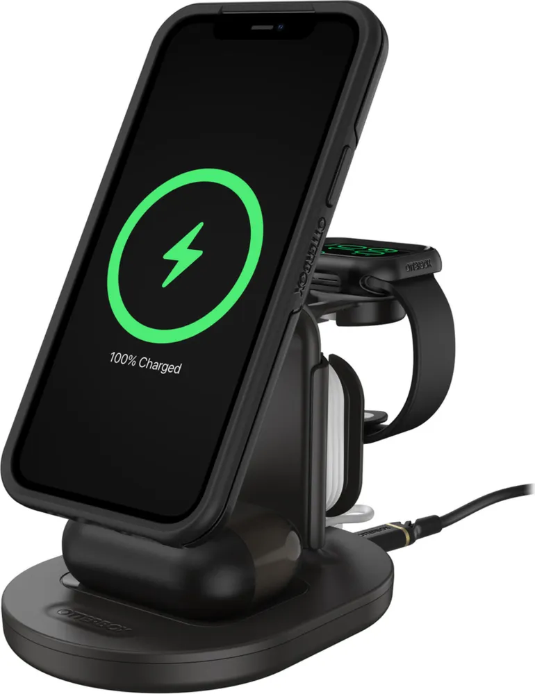 Otterbox 15W 3-in-1 Wireless Charging Station for MagSafe - Black (Radiant Night) | WOW! mobile boutique