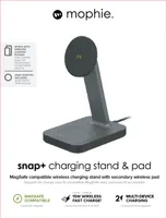 mophie - Snap Plus 2 in 1 Wireless Charging Stand and Pad 15W - Black