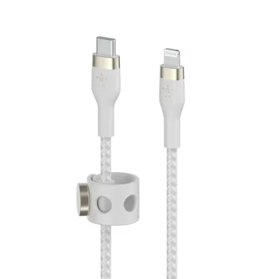 Belkin Câble de Charge/Sync BOOSTCHARGE PRO Flex USB-C avec Connecteur Lightning 6 pieds Blanc | WOW! mobile boutique