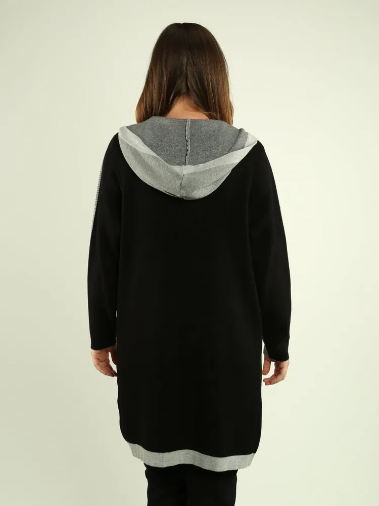 Hooded Colour Block Cardigan