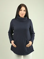 Diamond Quilted Cowl Neck Top