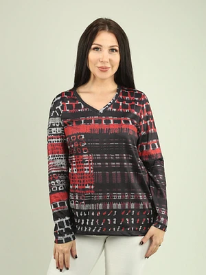 Geometric Pattern V Neck Top