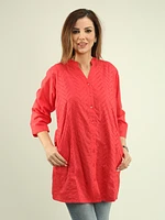 Embroidered Cotton Button Tunic