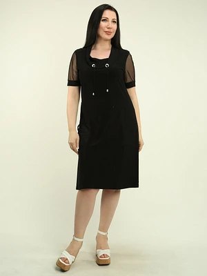 Cowl Neck Mesh Detail Dress