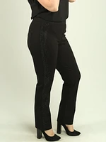 Pull-On Rhinestone Embroidered Pants