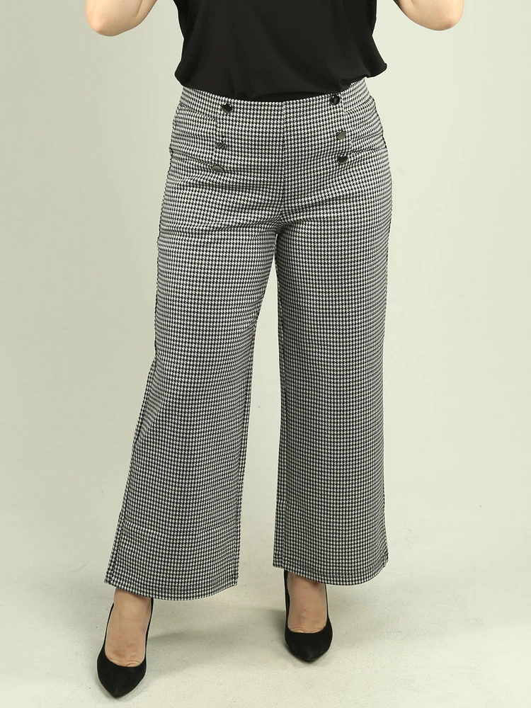 Houndstooth Pattern Wide Leg Pants