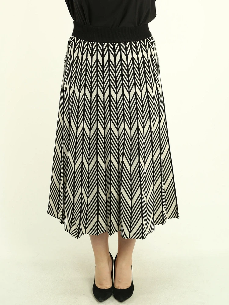 Chevron Pleated A-Line Skirt