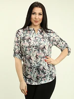 Roll Sleeves Printed Blouse