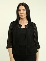 Striped Mesh Cardigan
