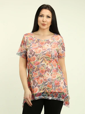 Asymmetric Mesh Printed Top