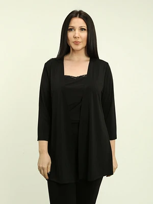 Solid Color Open Cardigan