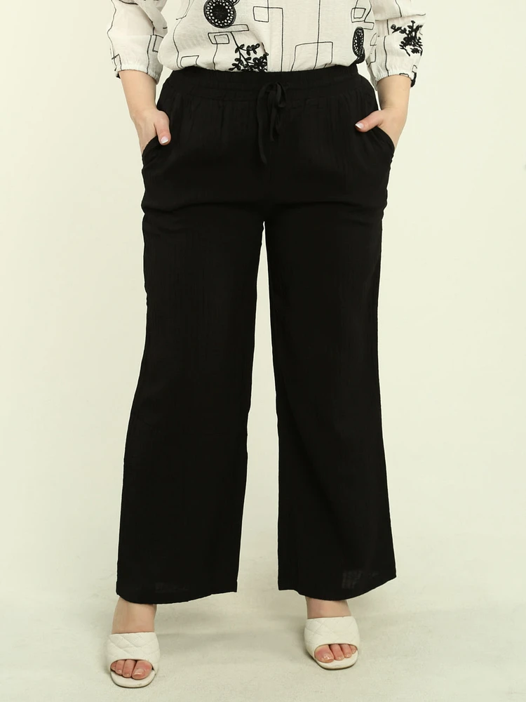 Solid Pull-On Drawstring Pants
