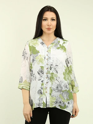 V-Neck Printed Blouse