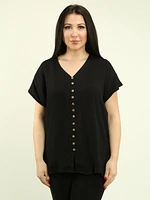 V-neck Drop Shoulder Blouse