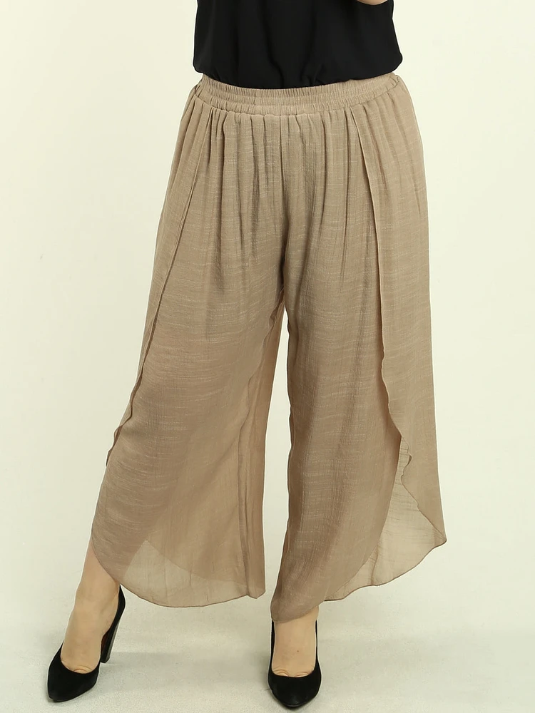 High-Waisted Side Slit Overlay Pants
