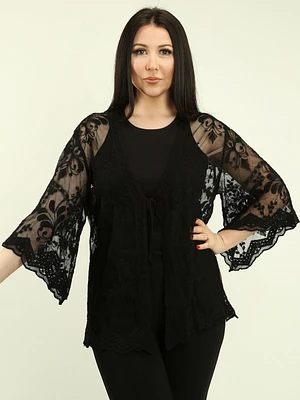 Bell Sleeves Lace Cardigan
