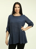 Roll Sleeve Solid Blouse