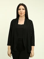 3/4 Sleeve Eyelet Cardigan