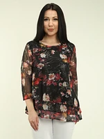 Floral Lace Chiffon Layered Blouse