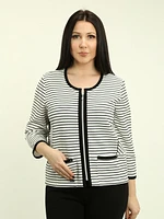 Stripe Pattern Zip Cardigan