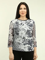 Floral Mesh Rhinestone Top