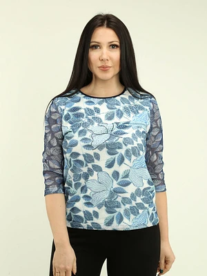 Leaf Mesh Rhinestone Top