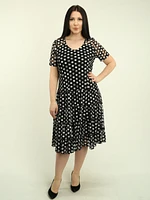Polka Dots Mesh Ruffle Hem Dress