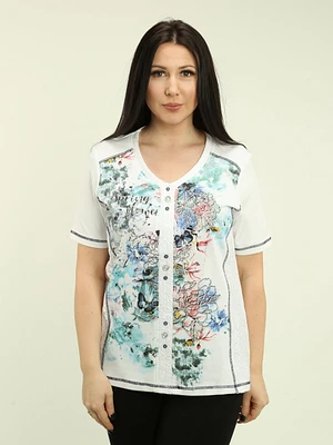 V-neck Floral Lace Detail Top
