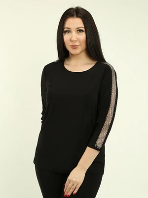 Rhinestone Cutout Sleeves Top