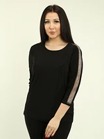 Rhinestone Cutout Sleeves Top