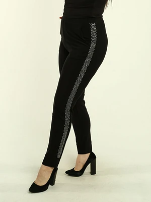 Rhinestone-Embellished Pull-On Pants