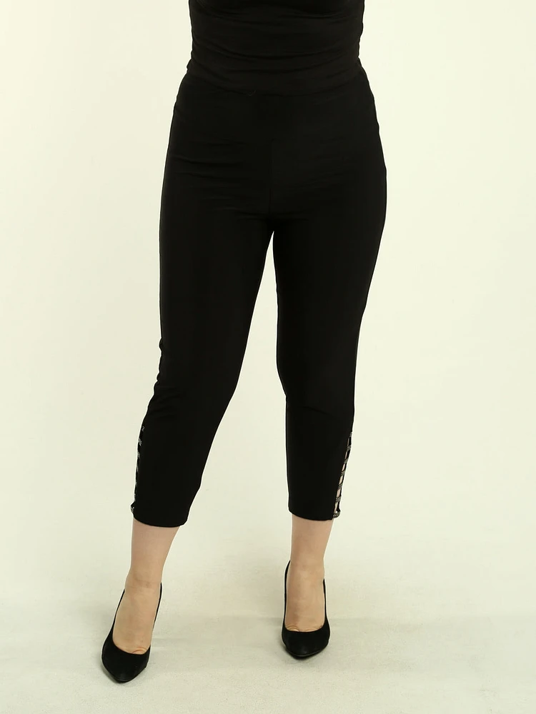 Rhinestone Cut-Out Detail Pants