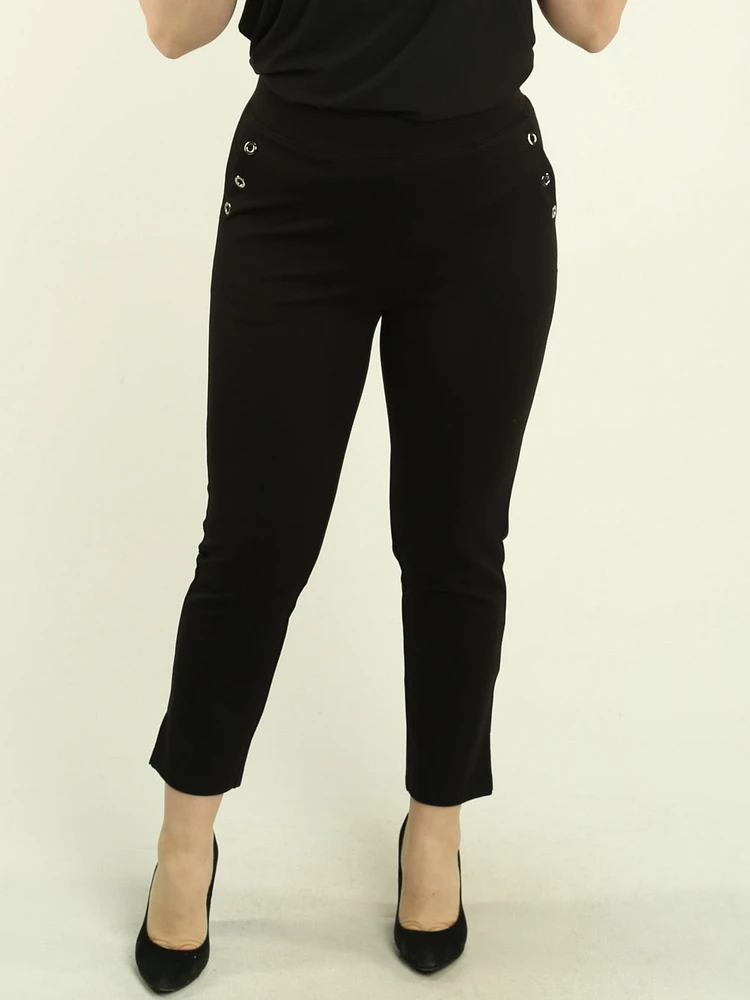 Grommet Detail Straight-Leg Pants