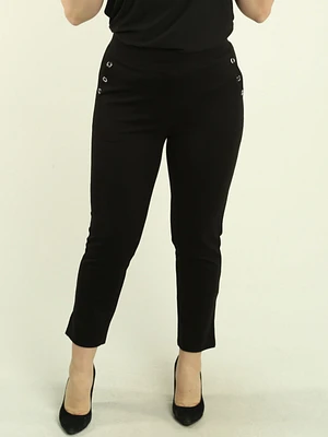 Grommet Detail Straight-Leg Pants