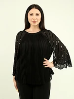 Sequin & Bead Pleated Blouse