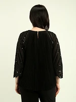 Sequin & Bead Pleated Blouse