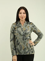 Half button Multi Print Blouse