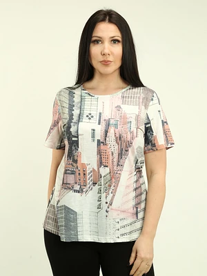 City Graphic Rhinestone Top