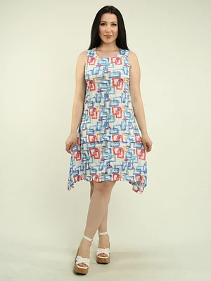 Geometric Crinkle Asymmetric Dress