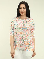 Geometric Crinkle Asymmetric Hem Top