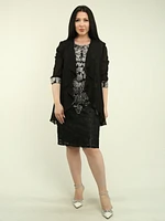 Embroidered Mesh Lace Dress with Cardigan Set