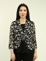 Floral Lace Brooch Detail Fooler Top